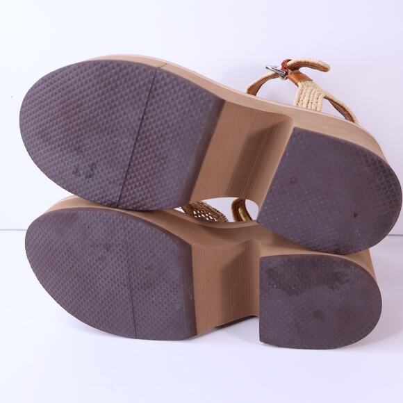 CLERGERIE Charline Platform Wedge Sandals Natural Raffia Strap Women's 39.5/ US9 - Picture 9 of 11